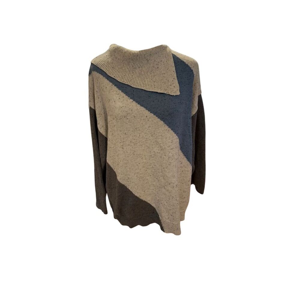Leo & Nicole Women's XL Colorblock Cowl Neck Sweater Multicolor